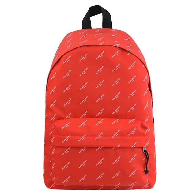 【Balenciaga 巴黎世家】Explorer 經典品牌LOGO印花雙肩旅用包 大後背包(紅 大)