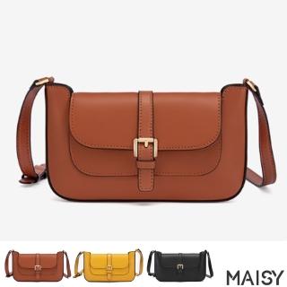 【MAISY】真皮復古真皮單肩斜背馬鞍包(現+預 黑色 / 黃色 / 焦糖色)