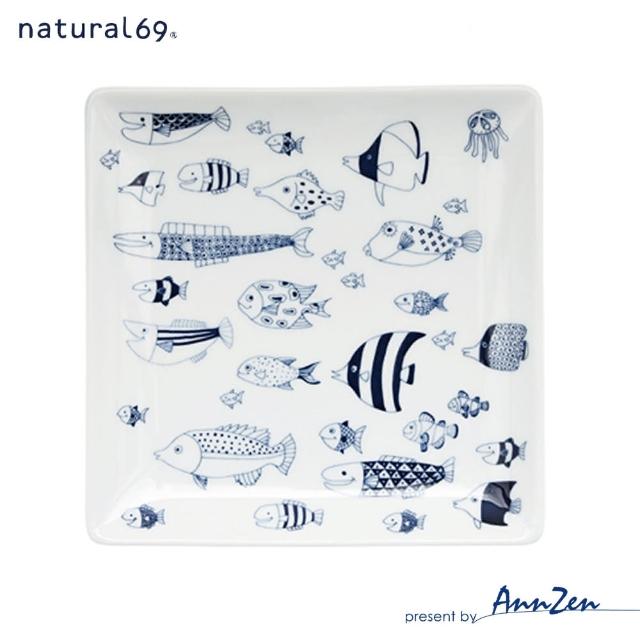 【AnnZen】《natural 69》日本波佐見燒 正角皿盤-魚群(日本製 正角陶盤)