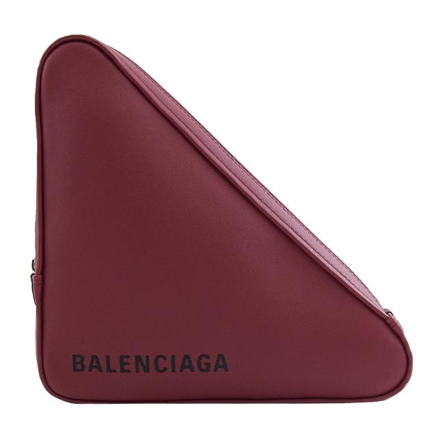 【Balenciaga 巴黎世家】經典LOGO三角形造型大手拿包(紅 大)