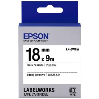 【EPSON】標籤帶 高黏性系列 白底黑字/18mm(LK-5WBW)
