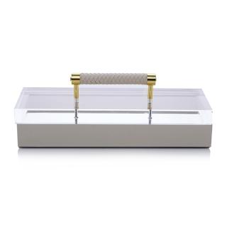 【Finara 費納拉】夏琳-長方形珠寶首飾盒-L(奶油白色/收納盒/附提把)