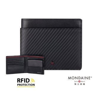 【MONDAINE 瑞士國鐵】蘇黎世系列 RFID防盜8卡零錢包短夾(碳纖維紋)