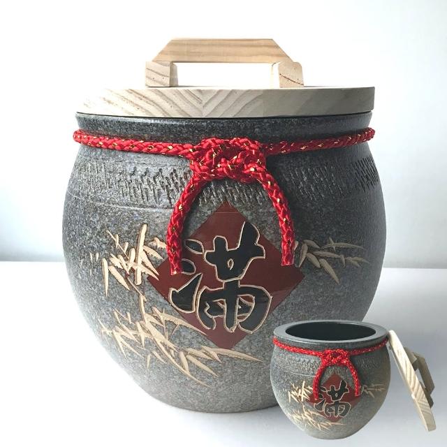 【鶯歌陶瓷】純手工招財陶瓷米甕_20台斤附五帝錢(米甕/米缸/米桶/米箱/聚寶盆)