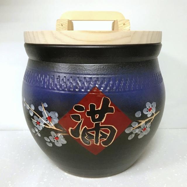 【鶯歌陶瓷】純手工招財陶瓷米甕_20台斤附五帝錢(米甕/米缸/米桶/米箱/聚寶盆)