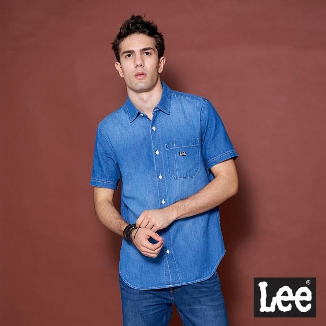 Lee 男裝 長袖襯衫 / 休閒刷絨格紋 海軍藍 季節性版型