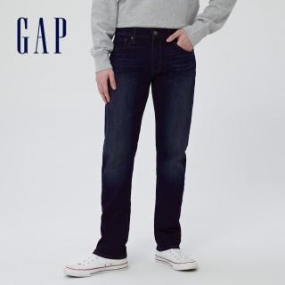 【GAP】男裝 柔軟彈力直筒型五口袋牛仔褲(603641-深藍色)