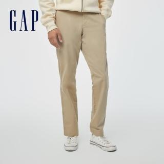 【GAP】男裝 棉質微彈直筒型休閒褲(500359-卡其色)