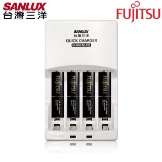 【SANLUX 台灣三洋】N01 智慧型極速充電組(內附Fujitsu 900mAh充電電池4號4入)