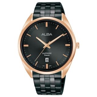【ALBA】不鏽鋼藍寶石水晶錶41mm黑色(AS9L04X1)