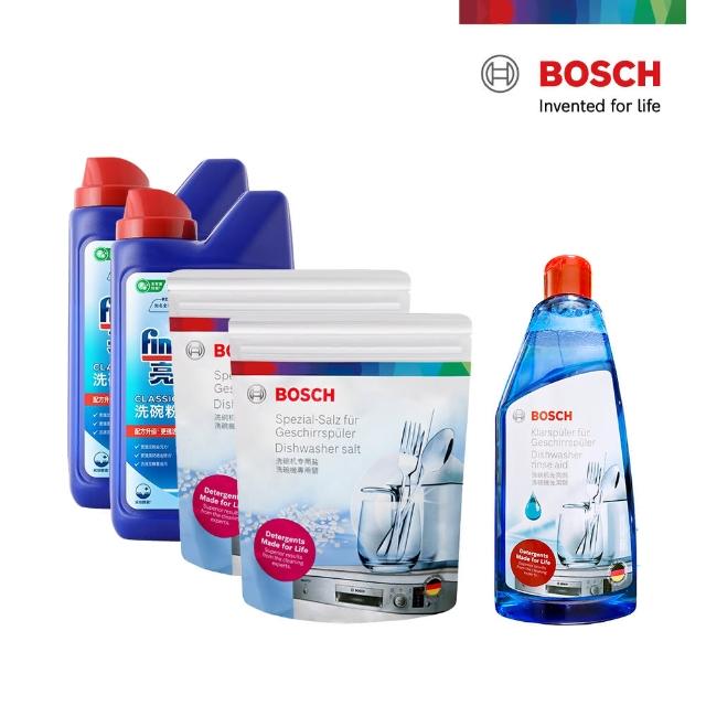 【BOSCH 博世】洗碗機清潔劑套餐(洗碗粉2罐+軟化鹽2包+光潔劑1罐)