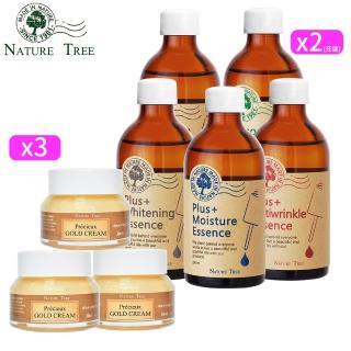 【Nature Tree】金緻呵護補水組(濃縮精華液250ml-任選x2+黃金賦活乳霜30mlx3)