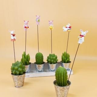 【BonBon naturel】手工製6入園藝設計師花插組/白兔粉豬(花插/擺飾/交換禮物)