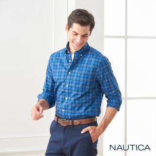 【NAUTICA】經典雙色格紋長袖襯衫(深藍格)