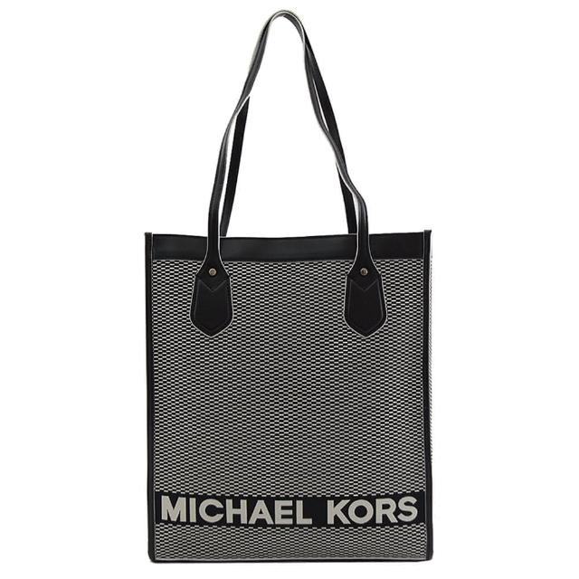 【Michael Kors】專櫃款 經典大LOGO肩背直式大托特包.黑白(大款)