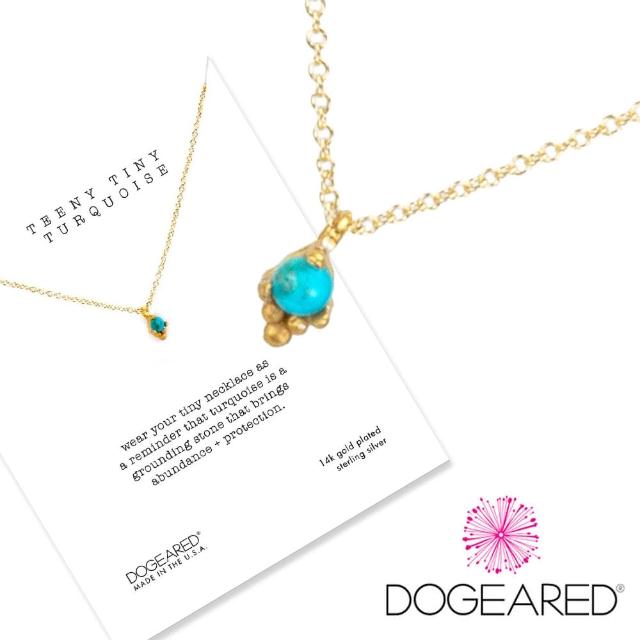 Dogeared【Dogeared】迷你藍色土耳其石項鍊 許願金色項鍊 富足與保護力 mini turquoise(祈願項鍊)