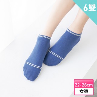 【PL Life】貝柔消臭精梳棉-船型襪-6雙組綜合色(條紋)