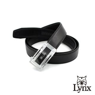 【Lynx】美國山貓-時尚男士商務休閒系列皮帶腰帶 牛皮/經典款/自動扣 LY11-8859-99(黑色)