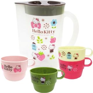 【TDL】HELLO KITTY冷水壺杯子四入杯壺組 217494(平輸品)