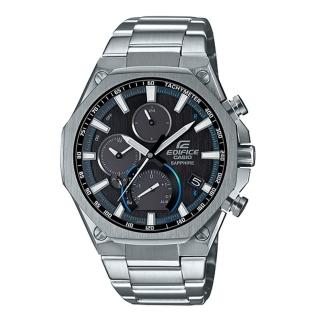 【CASIO 卡西歐】EDIFICE 輕薄系列藍芽智慧錶 Red Bull八角錶圈款/45mm/銀x黑(EQB-1100D-1A)