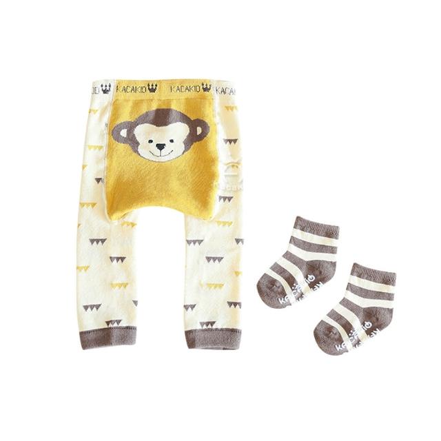 【Baby 童衣】嬰兒長褲 寶寶動物造型針織內搭褲+襪子兩件組 88573(共8色)