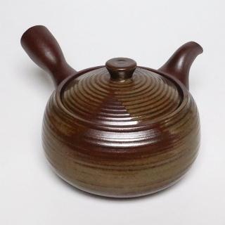 【福介商店】日本陶壺 萬古燒 南蠻福形灰釉 橫手急須 0.26L(泡茶壺 沖泡壺 橫柄壺具)