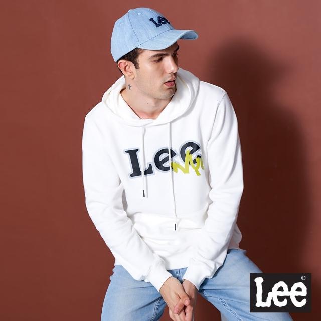 【Lee】NYC Logo 男長袖連帽厚T-象牙白