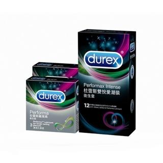 【Durex杜蕾斯】雙悅愛潮裝衛生套12入+飆風碼3入*2盒