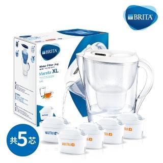 【BRITA】Marella 3.5L馬利拉濾水壺+4入去水垢濾芯(共5芯)