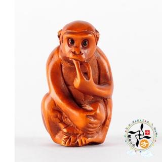 【十方佛教文物】招財猴{黃楊木}開運精品(平安財運順利)
