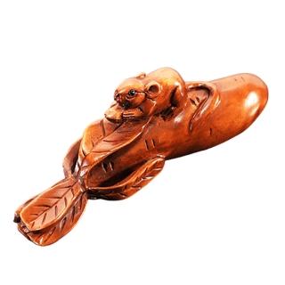 【十方佛教文物】鼠錢{黃楊木}好彩頭(平安財運順利)