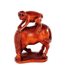 【十方佛教文物】馬上封侯{黃楊木雕}(平安財運順利)