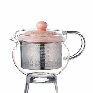 【POITC-C】日本西海花藤粉不鏽鋼網耐熱玻璃茶壺(泡茶壺  Glass Tea SS P-375ml  PO12790)