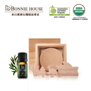 【Bonnie House 植享家】有機茶樹精油5ml+原木擴香精油木盒-雪梨限定款