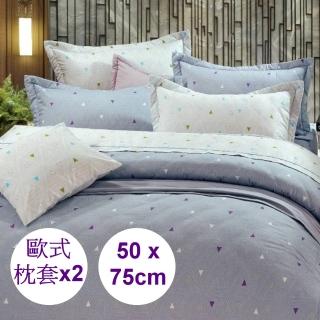 【Comfortsleep】100%天然棉歐式薄枕頭套2入(幾何灰)