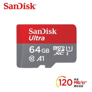 【SanDisk 晟碟】Ultra microSDXC UHS-I A1 64GB記憶卡 120MB/s(公司貨)