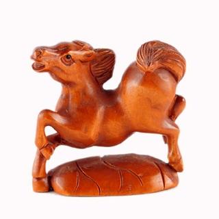 【十方佛教文物】馬到成功{黃楊木雕}(平安吉祥如意)