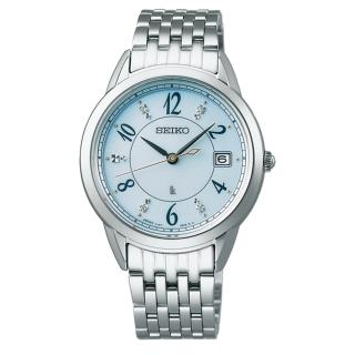 【SEIKO 精工】LUKIA太陽能藍寶石美鑽不鏽鋼錶-藍色33.9mm(SUT401J1/V147-0CR0U)