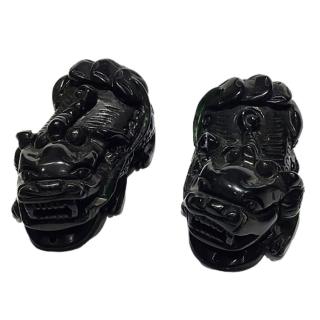 【十方佛教文物】貔貅墨玉{開運招財}1對(平安吉祥如意)