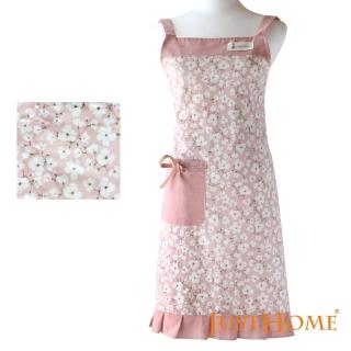 【Just Home】花綻防水花邊圍裙廚房烹飪及居家好幫手(67x76cm)