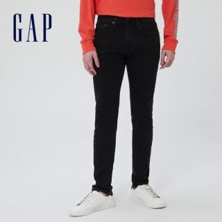 【GAP】男裝 簡約緊身中腰牛仔褲(604000-黑色)