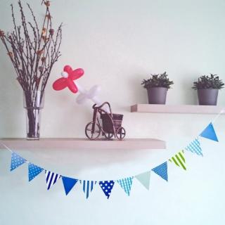 韓系童趣風藍色三角掛旗1組(派對 生日派對 慶生生日 掛旗 三角掛旗)