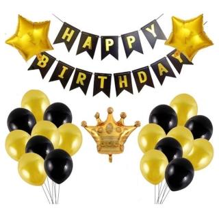 黑金色系魚尾掛旗生日套餐1組(生日 生日氣球  派對 生日派對)