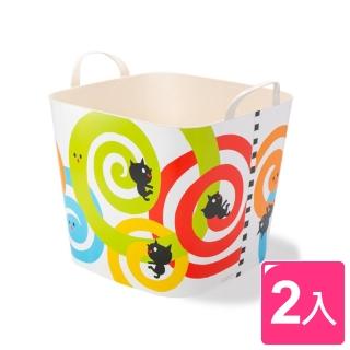 【stacksto】ShimaShimGuruGuru花漾籃/收納籃/提籃/野餐籃/洗衣籃-2入組(二款可選)