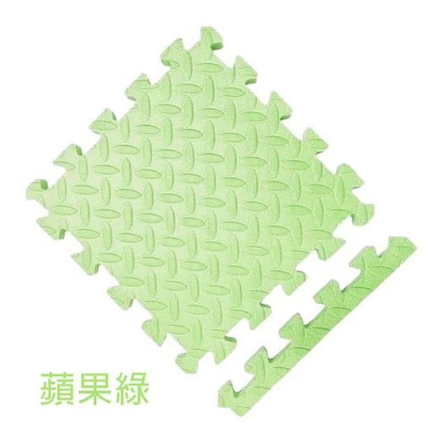 【MOMOTARO 桃太郎地墊】台灣製極厚2.5CM超Q樹葉紋64x64巧拼地墊防撞墊瑜珈墊-附雙邊條(4片裝-約0.5坪)