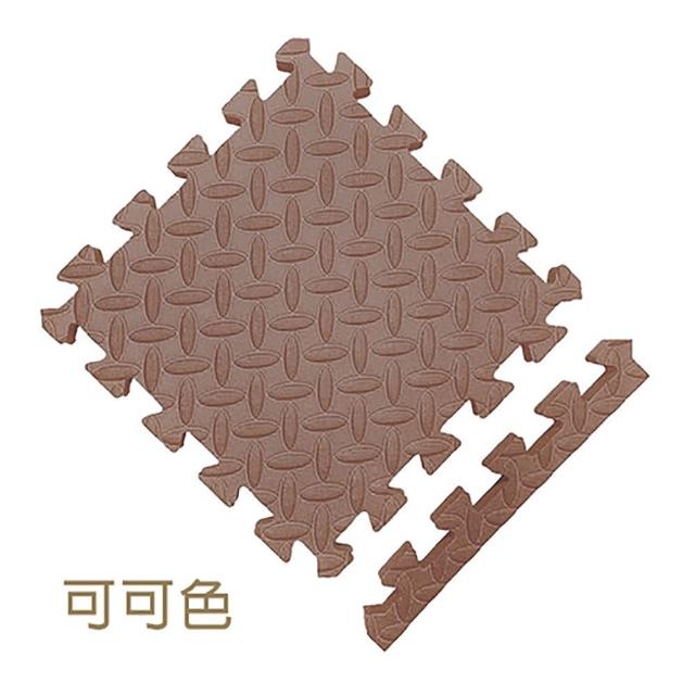 【MOMOTARO 桃太郎地墊】台灣製極厚2.5CM超Q樹葉紋64x64巧拼地墊防撞墊瑜珈墊-附雙邊條(4片裝-約0.5坪)