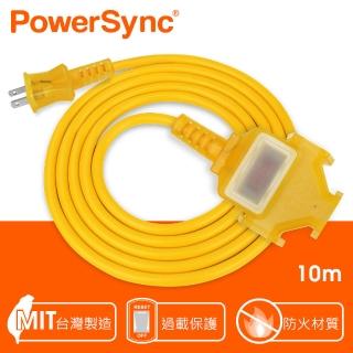 【PowerSync 群加】2P 1擴3插工業用動力延長線/黃色/10m(TU3C4100)