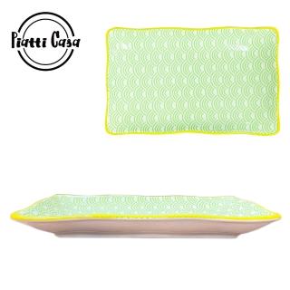 【Piatti Casa】日式風格 長型陶瓷盤20.6cm(和風波紋)