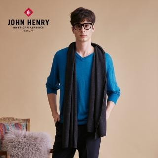 【JOHN HENRY】美麗諾羊毛圍巾-黑