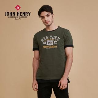 【JOHN HENRY】純棉經典橄欖球運動風短袖T恤-綠